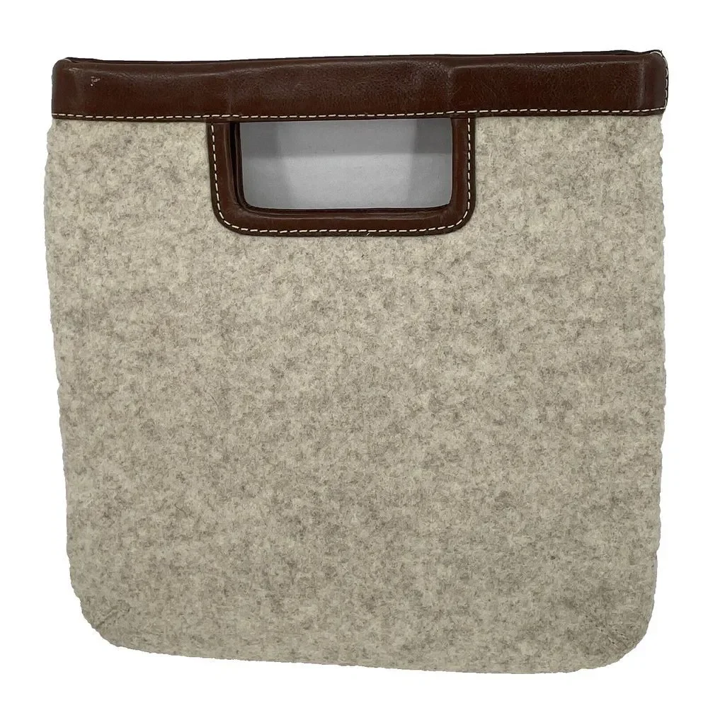 Banana Republic Y2K Vintage Bag Felt Wool Leather Beige 70s Vibe‎ Clutch Purse